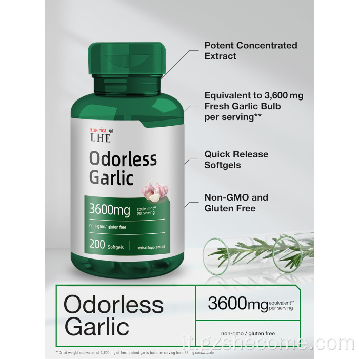 Softgels aglio inodore 3600 mg 200 Softgels